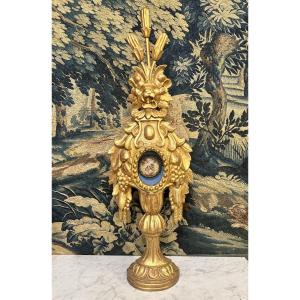 Reliquary Monstrance In Gilded Wood 18th Century