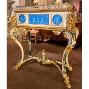 Painted And Gilded Wooden Planter