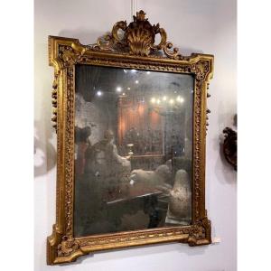 17th Century Golden Wooden Mirror