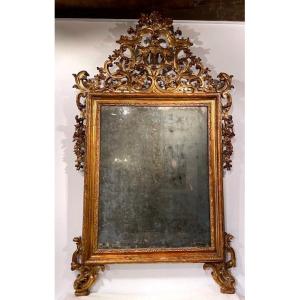Large Mirror With Chinoiserie Decor