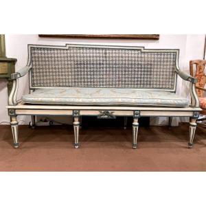 Rare Set Of Two Benches And Four Lacquered Stools, Louis XVI Period, Turin