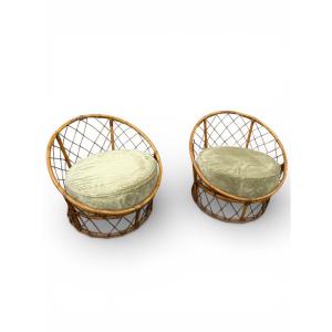 Pair Of 1950s Rattan Armchairs