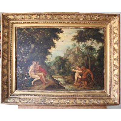 Oil Painting "heaven On Earth On Earth" XVIIth Century