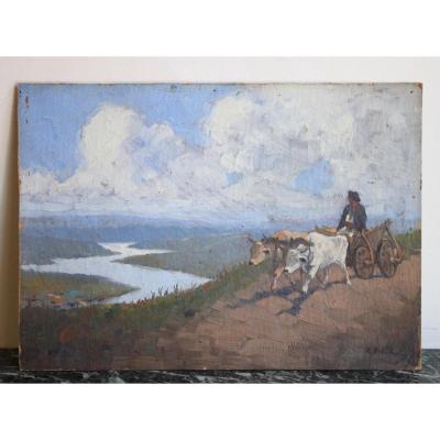Early 20th Century Landscape By Romanian Painter Ion Dobosariu