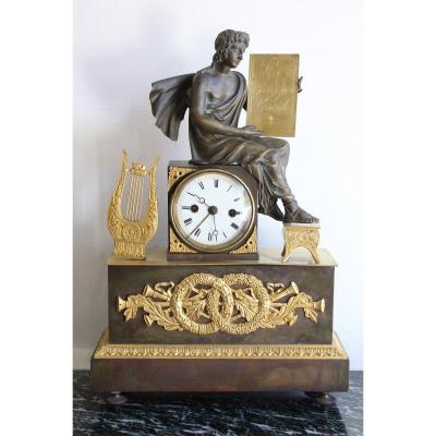 Empire Clock In Gilt Bronze 19th Century
