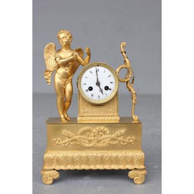 19th C. Gilt Bronze Clock With Angel Decor