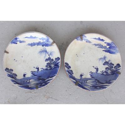 Pair Of Ancient Chinese Plates 18th Century Probably