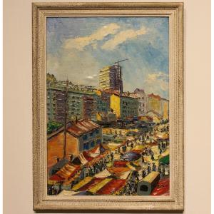 Flea Market Paris, June 1962 - Oil On Panel
