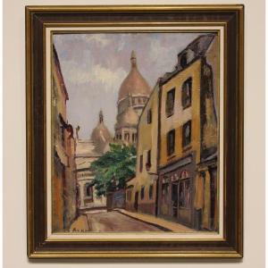 Montmartre Painting Signed Arnal - Oil On Cardboard