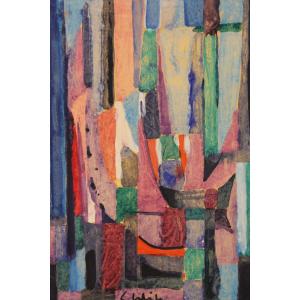 Abstract Gouache On Paper Signed - From The 60s/70s