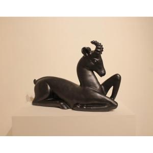 Important Ceramic Ibex Signed Fpp Vallauris 