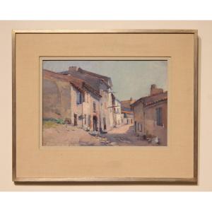 Louis Van Engelen "a Street In Grimaud" - Oil On Panel 
