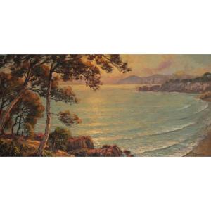 Large Marine Painting By Pierre Forest - French Riviera, 1920s/1930s