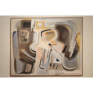 Large Abstract Oil On Canvas Dated 1969 - Henri Larriere (1935–2024)