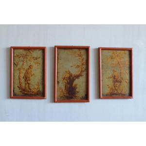 Series Of 3 Italian Painted Panels