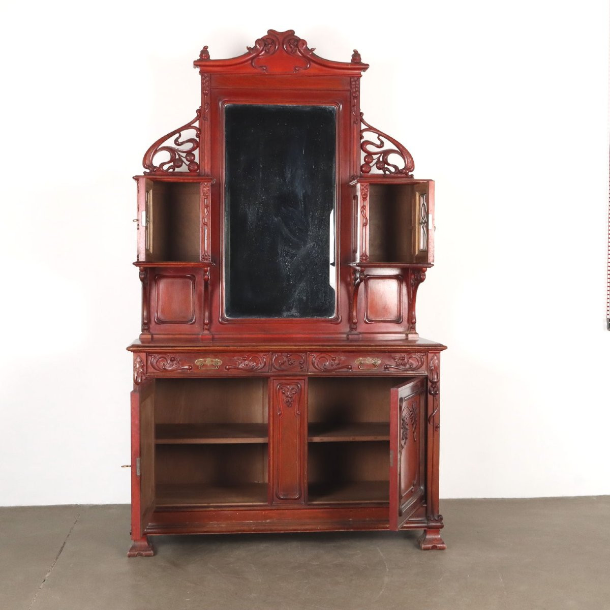 Credenza Liberty in Noce Italia Fine XIX – Inizio XX Secolo-photo-3