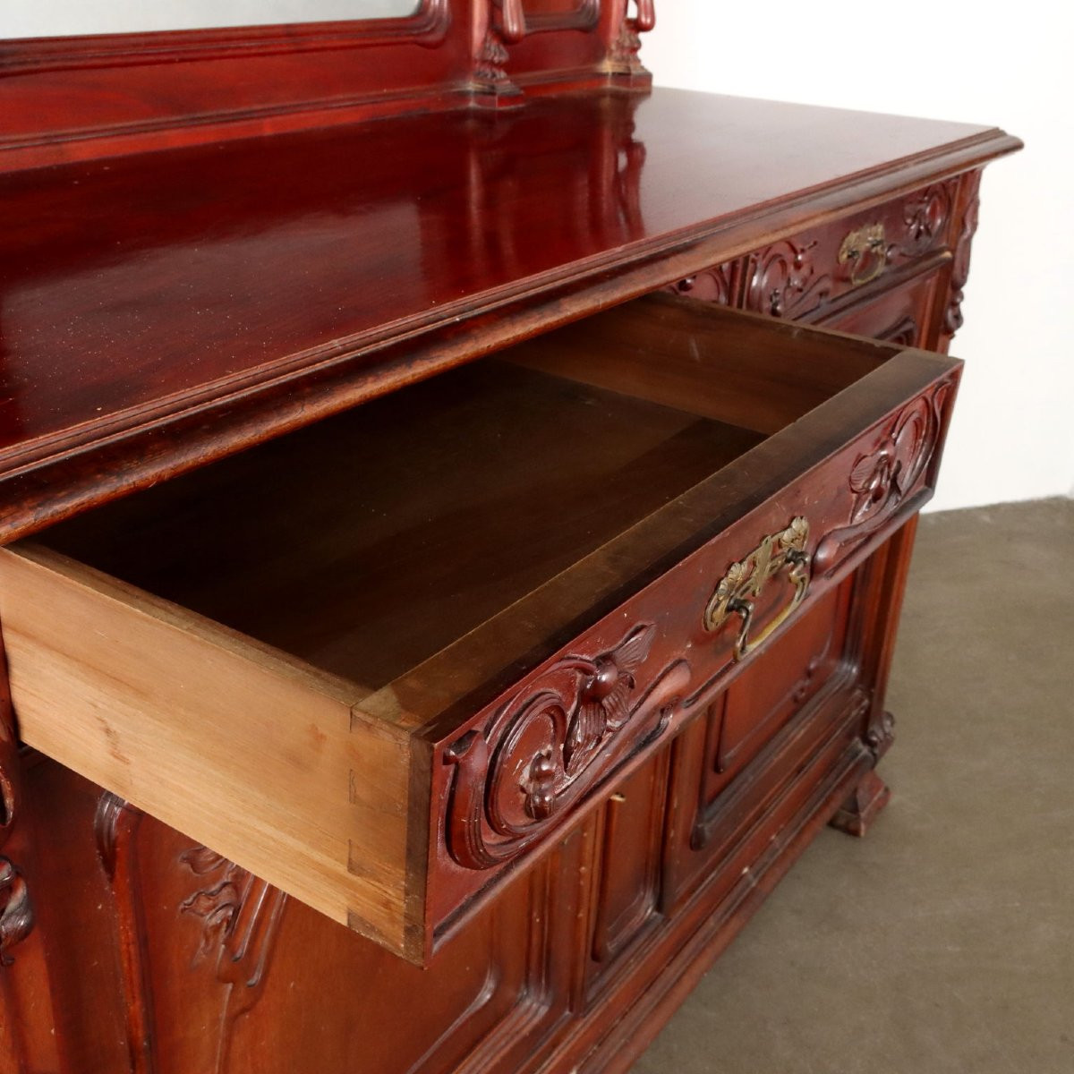 Credenza Liberty in Noce Italia Fine XIX – Inizio XX Secolo-photo-4