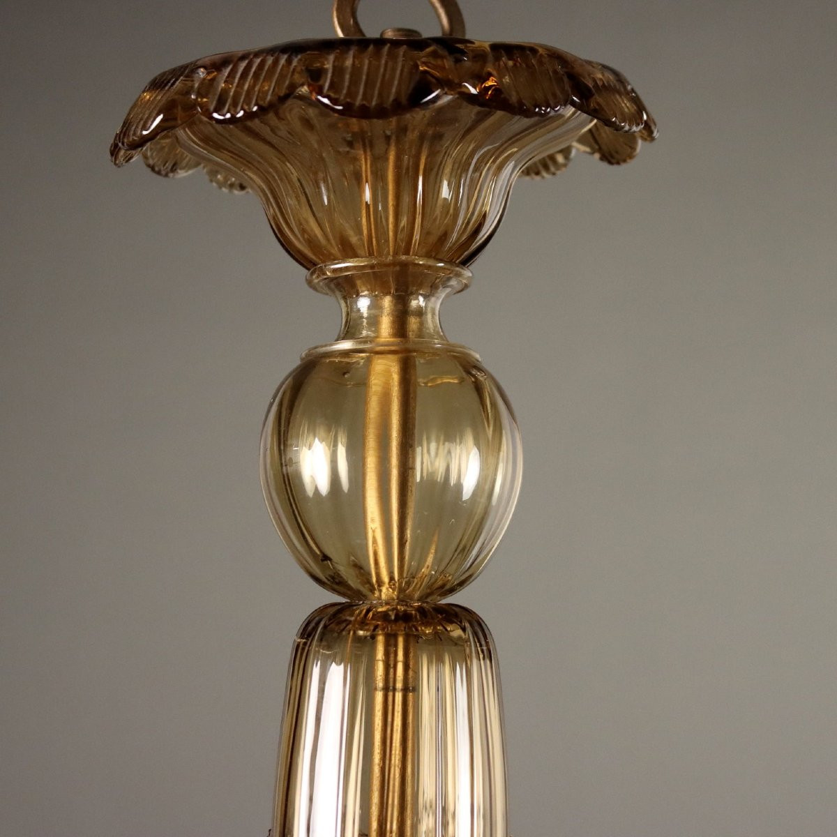 Lampadario in Vetro Soffiato Veneziano Murano XX Secolo-photo-3