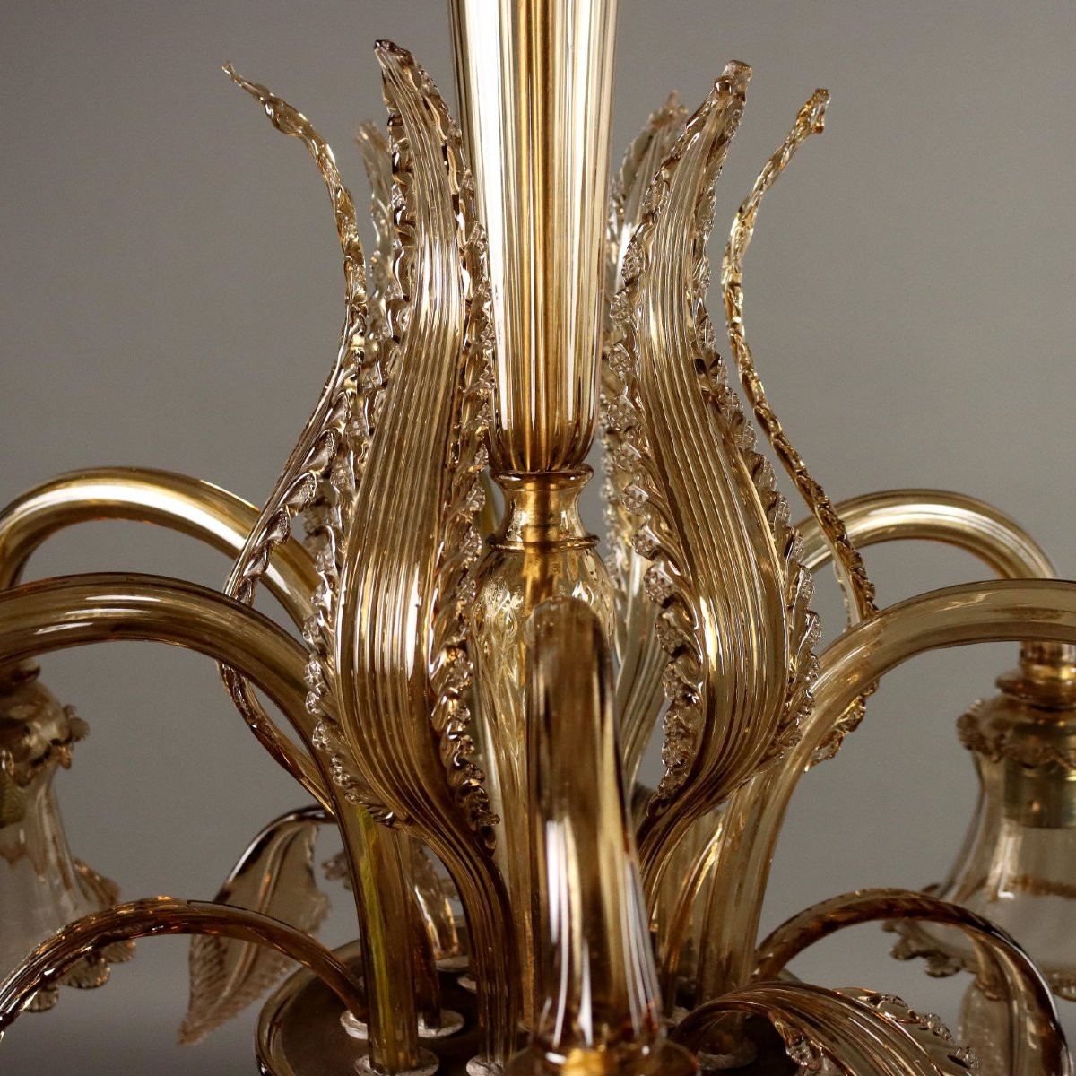 Lampadario in Vetro Soffiato Veneziano Murano XX Secolo-photo-4
