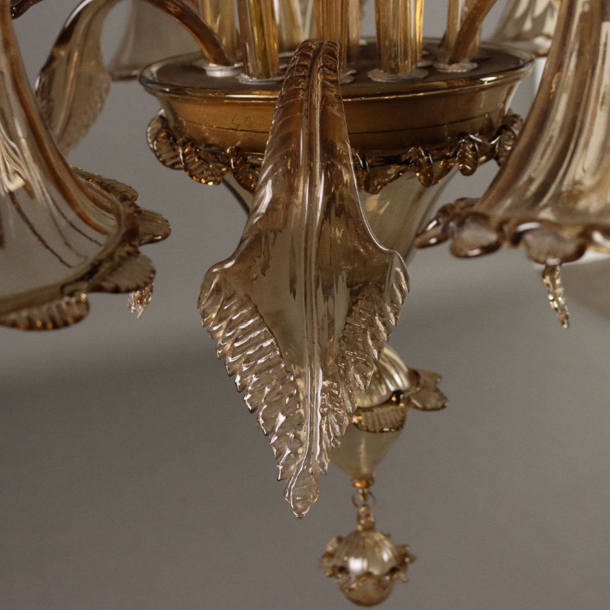 Lampadario in Vetro Soffiato Veneziano Murano XX Secolo-photo-3