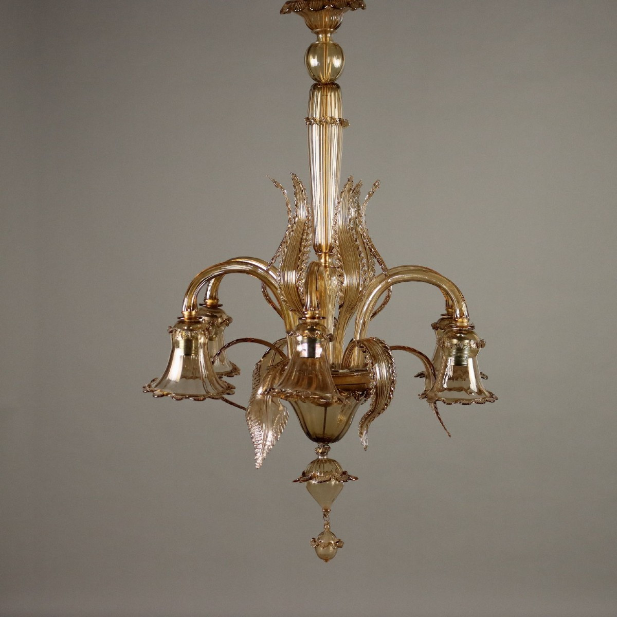 Lampadario in Vetro Soffiato Veneziano Murano XX Secolo