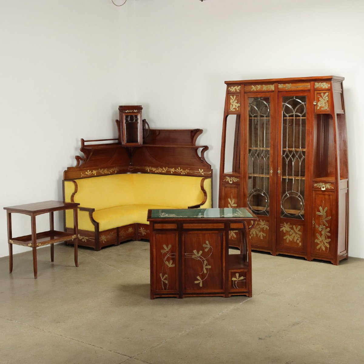 Divano ad Angolo Liberty Italia Fine XIX – Inizio XX Secolo-photo-7