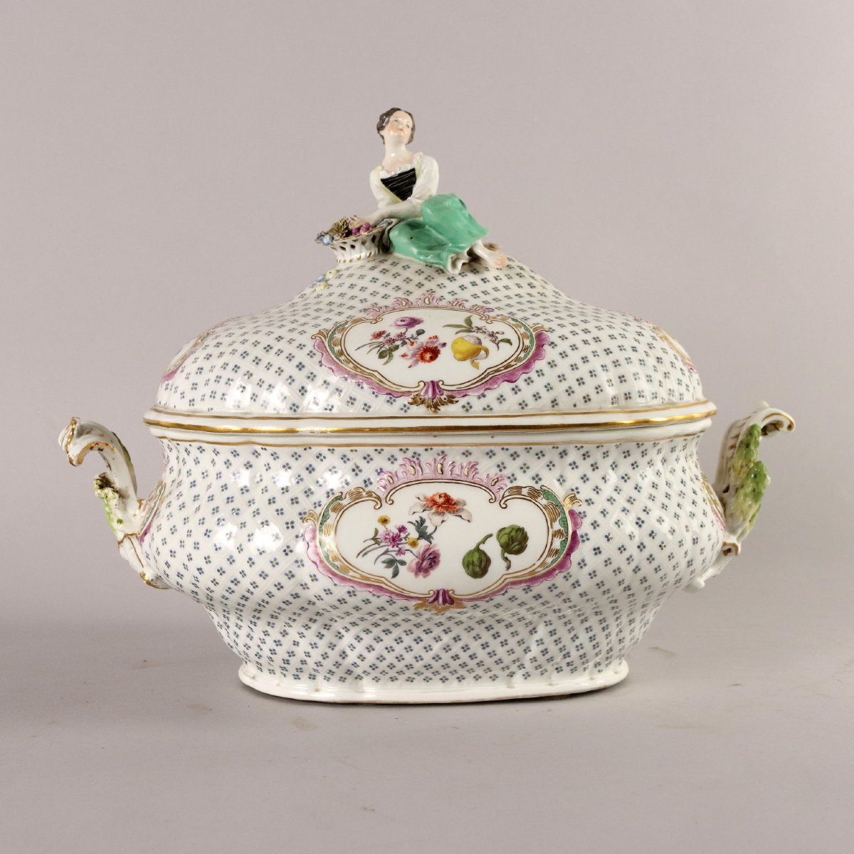 Zuppiera con Piatto in Porcellana di Meissen Germania Seconda Metà '800-photo-8