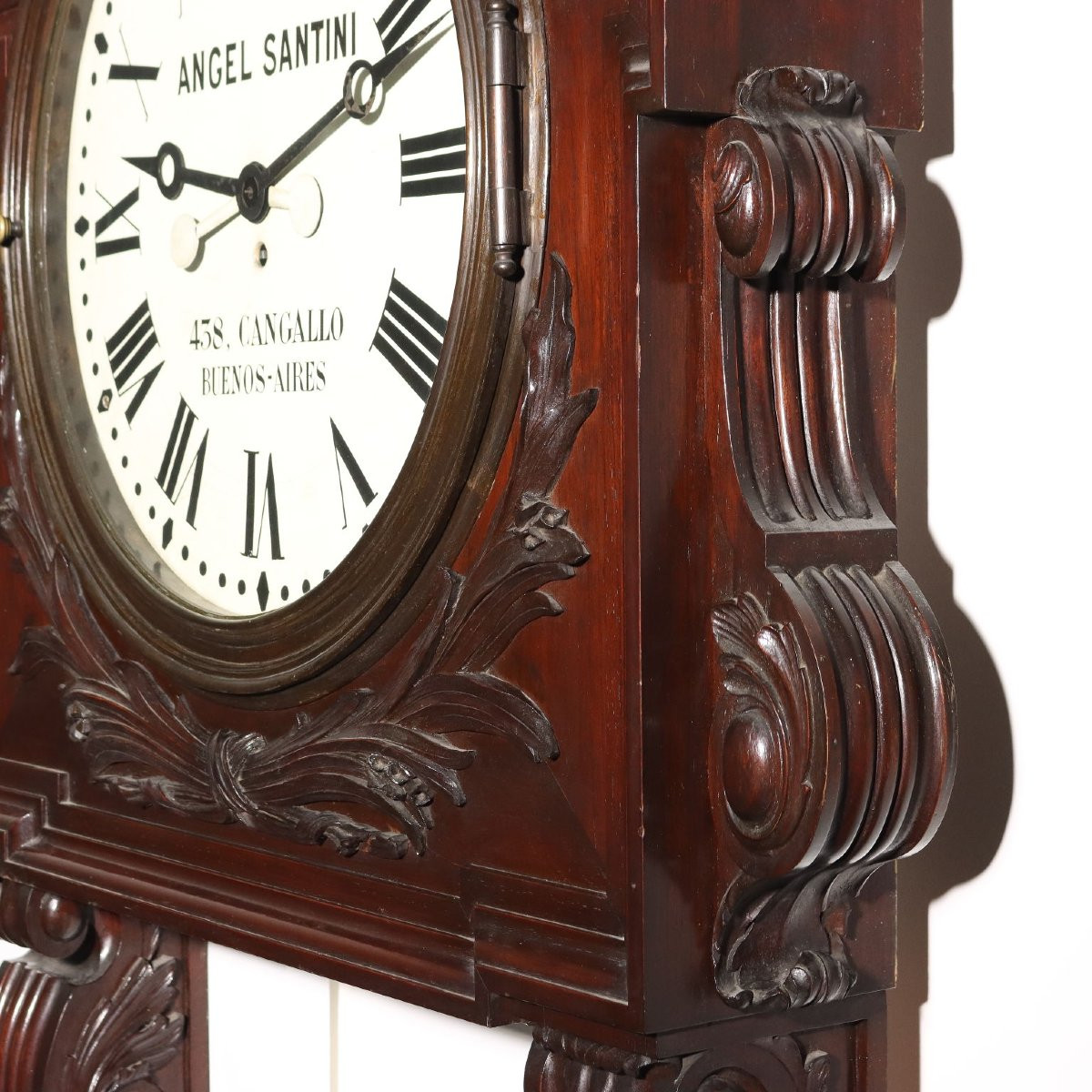 Grande Orologio Industrial in Mogano Argentina Fine XIX Secolo-photo-4