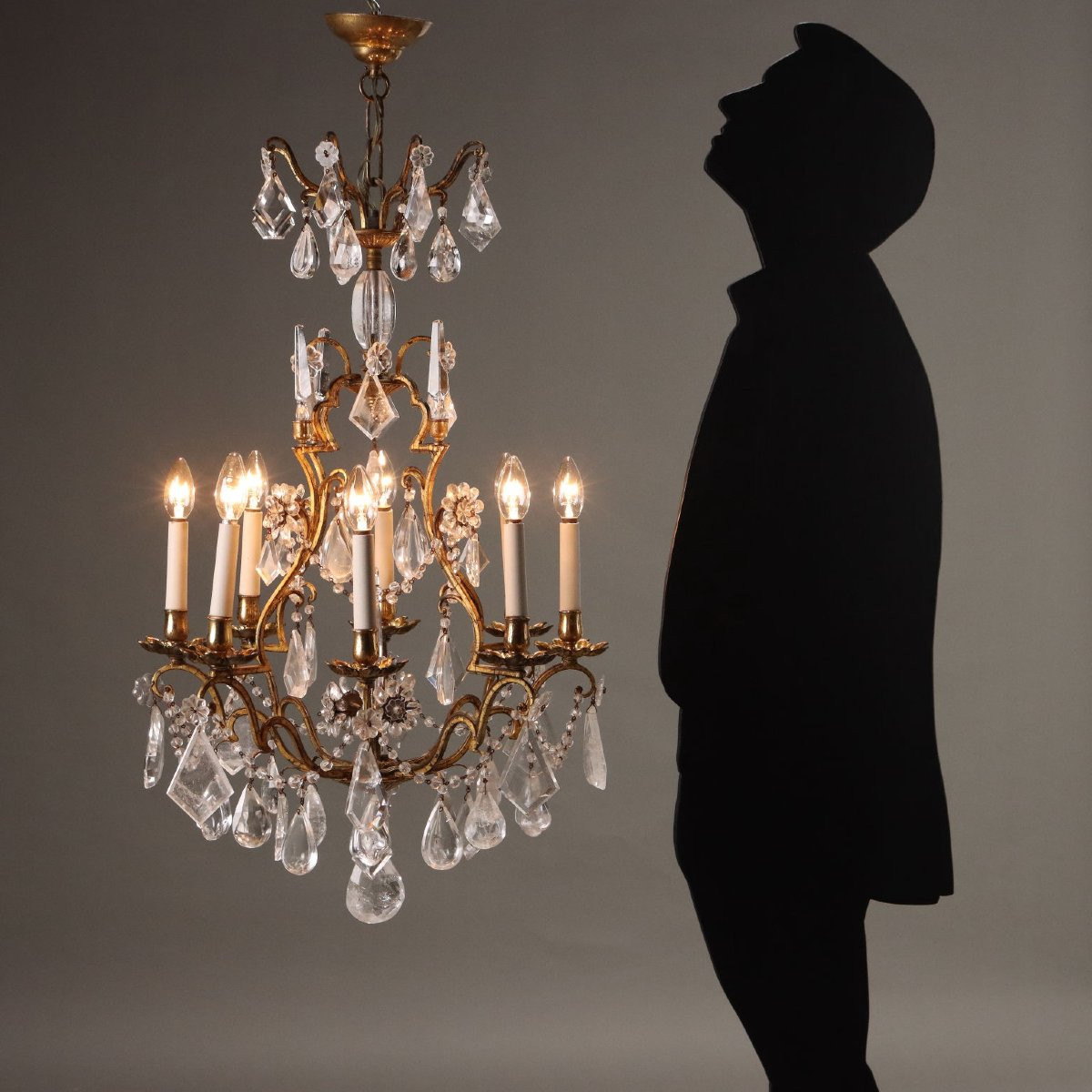 Lampadario in Ferro Battuto Italia Fine XIX Secolo-photo-2