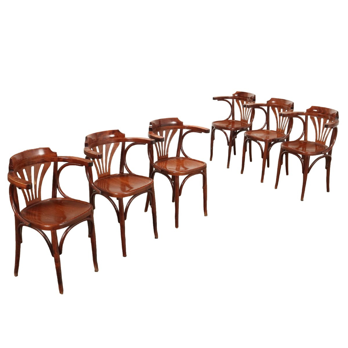 Gruppo di 6 Sedie in Stile Thonet Lombardia XX Secolo