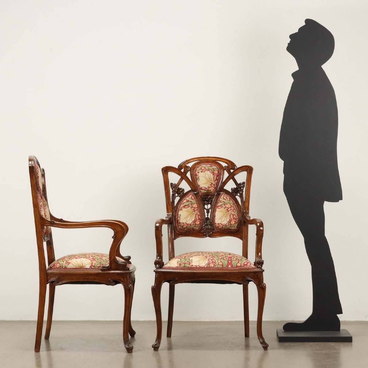 Coppia di Poltroncine Liberty Italia Fine XIX Inizio XX Secolo-photo-2