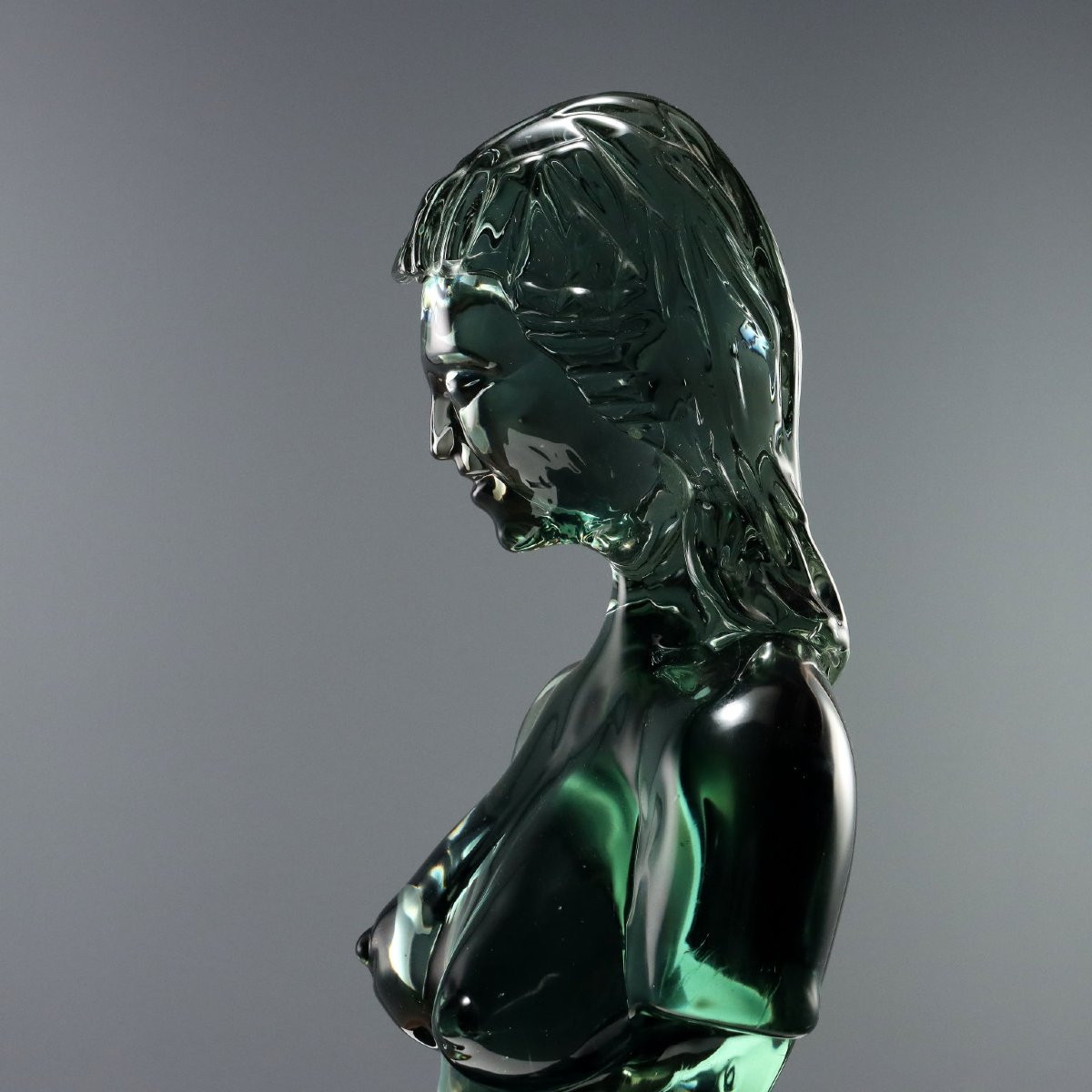Busto di Giovane Donna in Vetro Loredano Rosin Italia 1975-photo-3