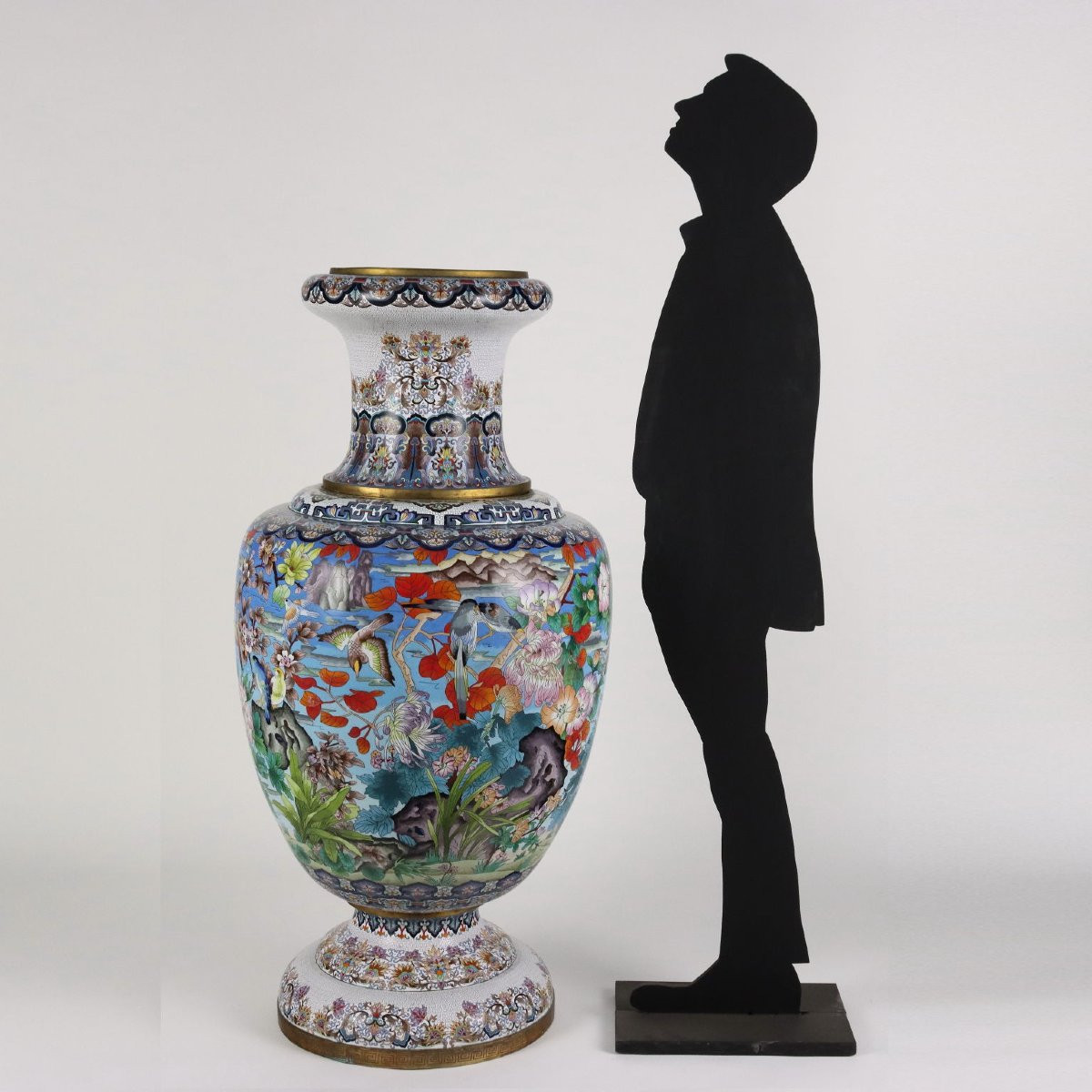 Grande Vaso Cloisonné Oriente XX Secolo-photo-2