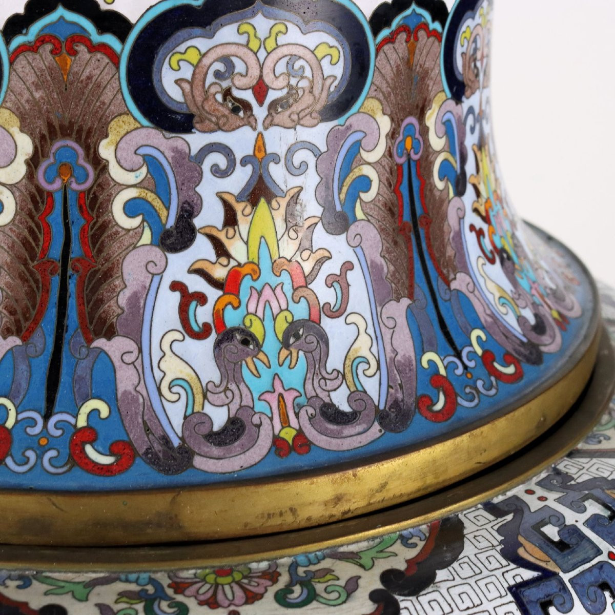 Grande Vaso Cloisonné Oriente XX Secolo-photo-1