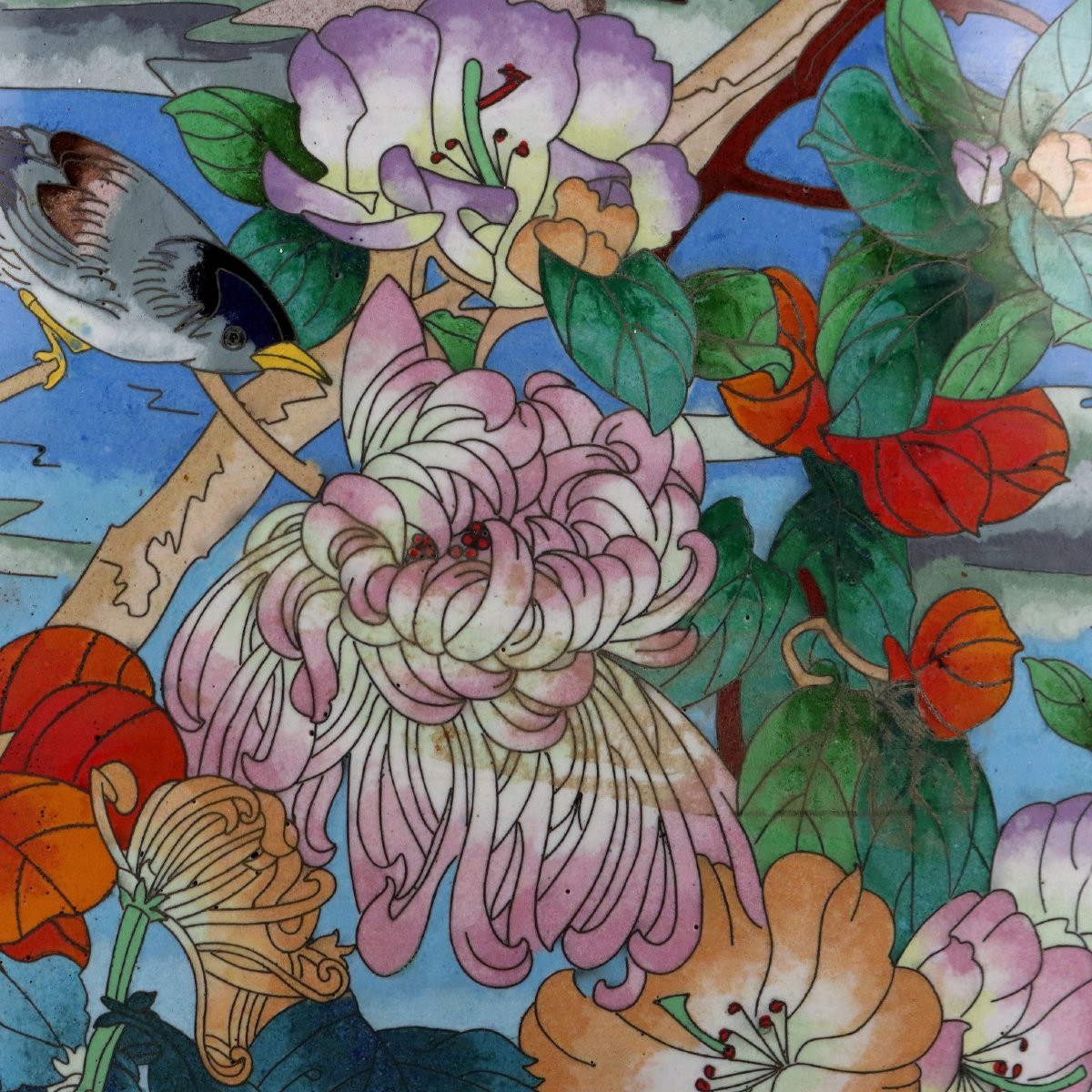 Grande Vaso Cloisonné Oriente XX Secolo-photo-2