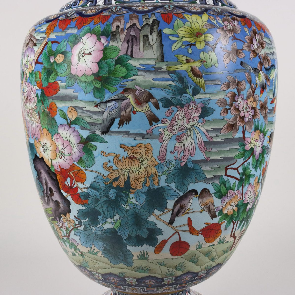 Grande Vaso Cloisonné Oriente XX Secolo-photo-3