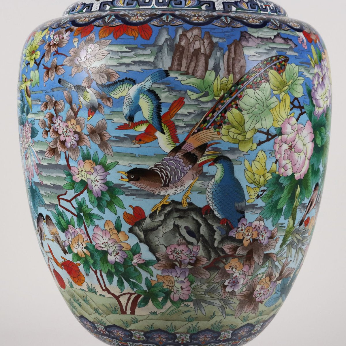 Grande Vaso Cloisonné Oriente XX Secolo-photo-4