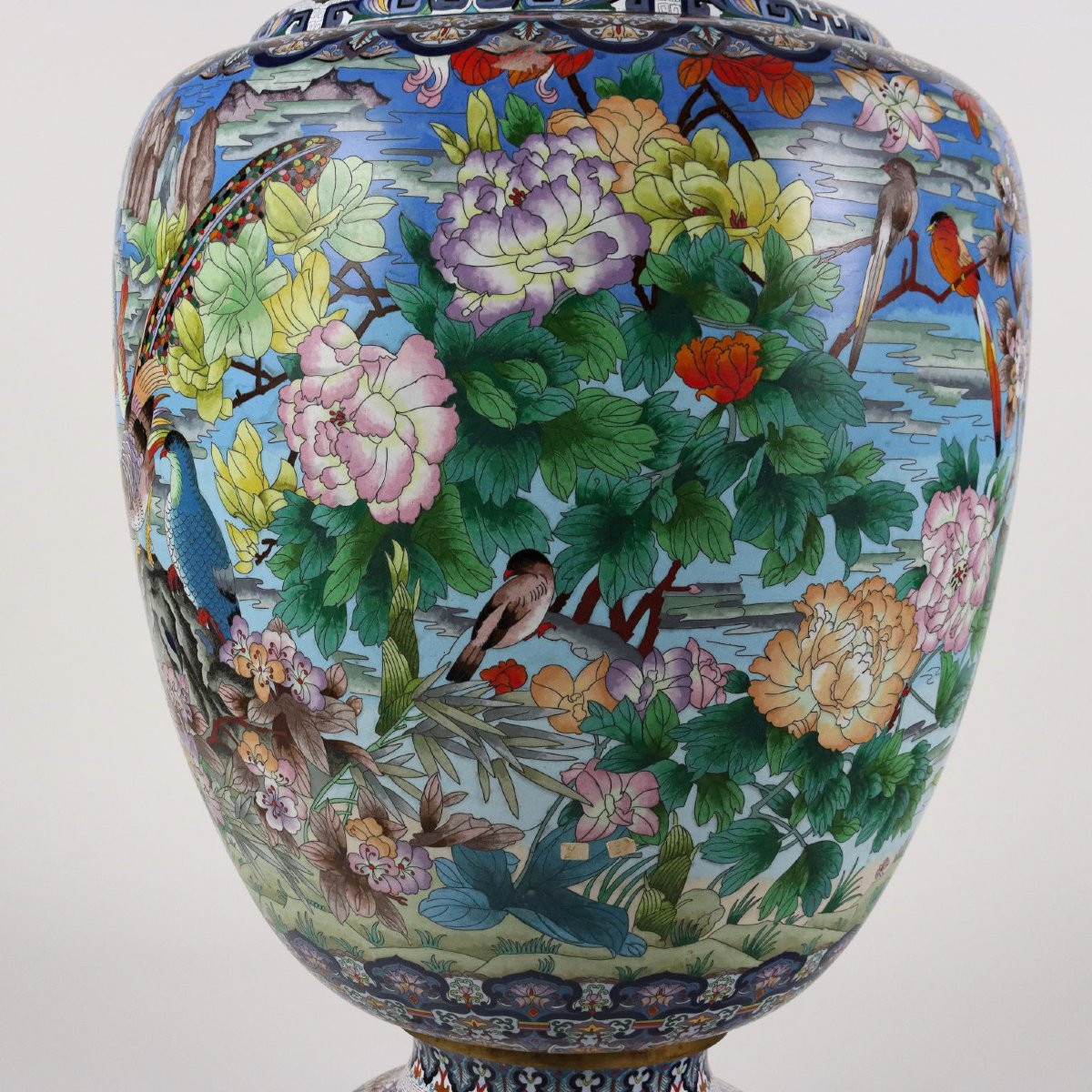 Grande Vaso Cloisonné Oriente XX Secolo-photo-6