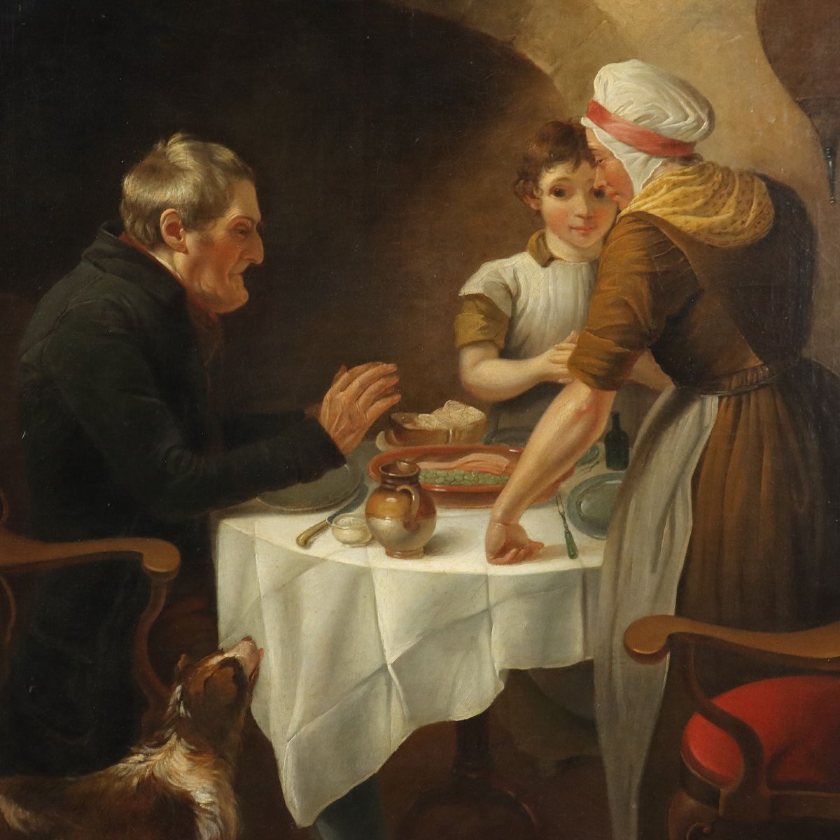 Dipinto di Charles Christophe Coventry Il Pranzo in Famiglia 1802-photo-3