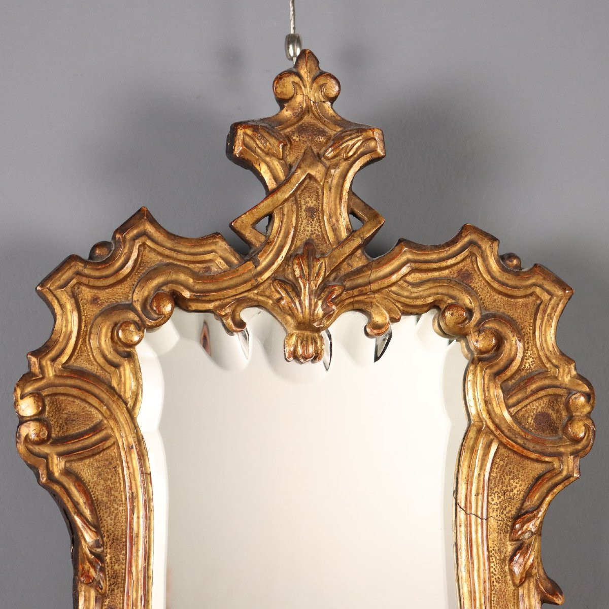 Specchio in Legno Intagliato e Dorato Luigi XIV Italia Primo Quarto XVIII Secolo-photo-3