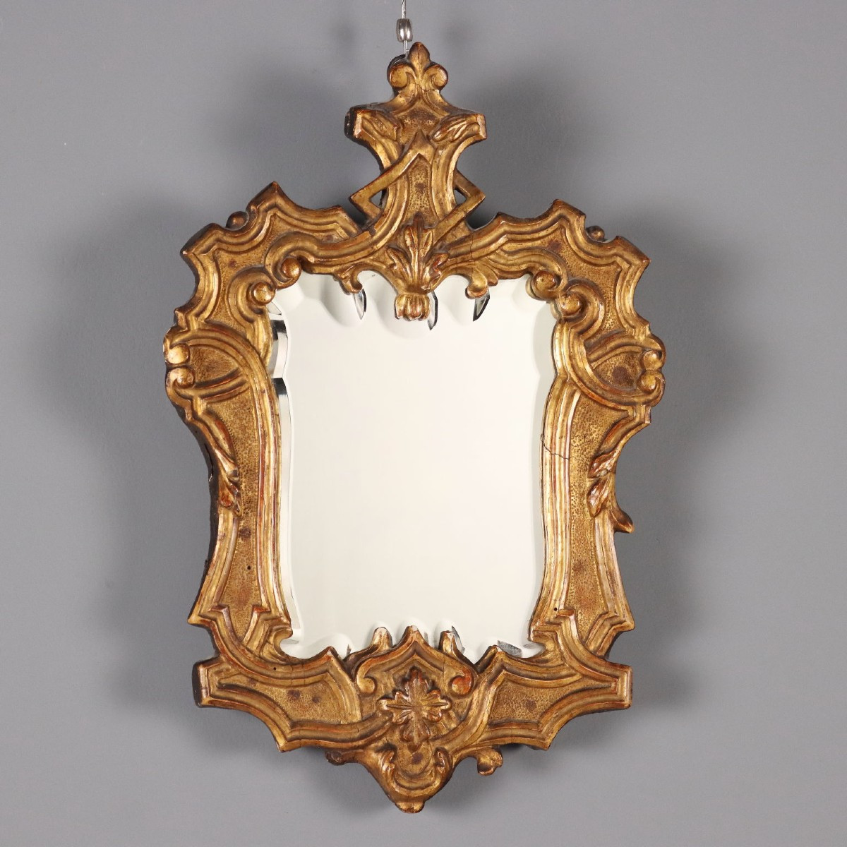 Specchio in Legno Intagliato e Dorato Luigi XIV Italia Primo Quarto XVIII Secolo