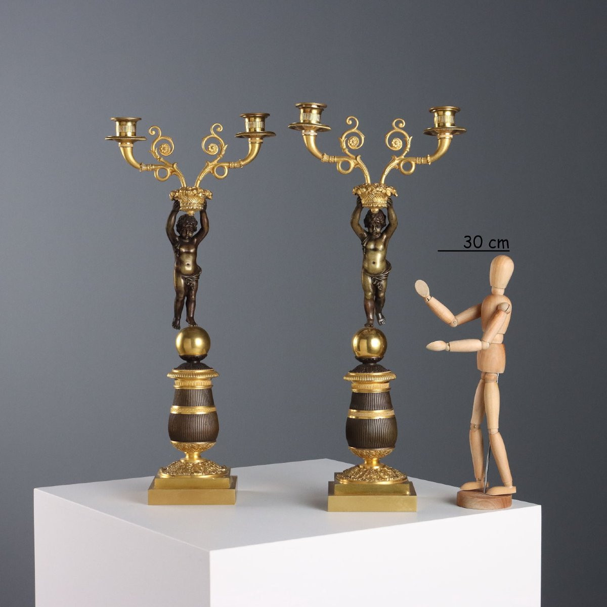 Coppia di Candelabri in Stile Napoleone III Italia Metà '900-photo-2