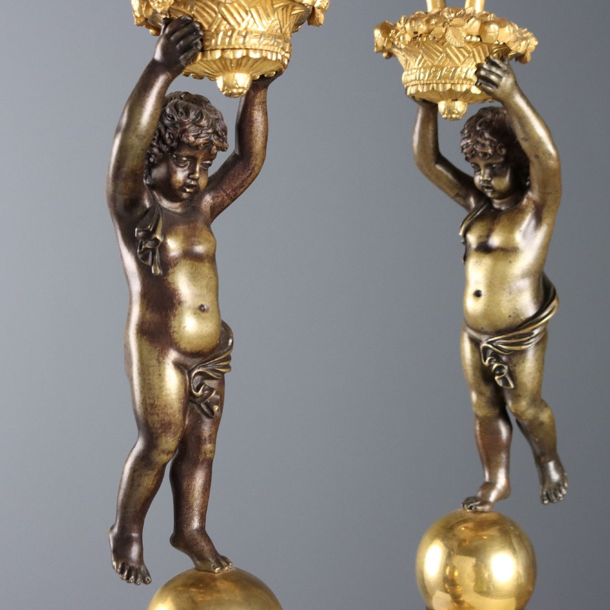 Coppia di Candelabri in Stile Napoleone III Italia Metà '900-photo-3
