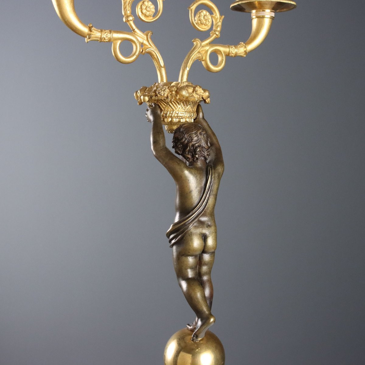 Coppia di Candelabri in Stile Napoleone III Italia Metà '900-photo-1