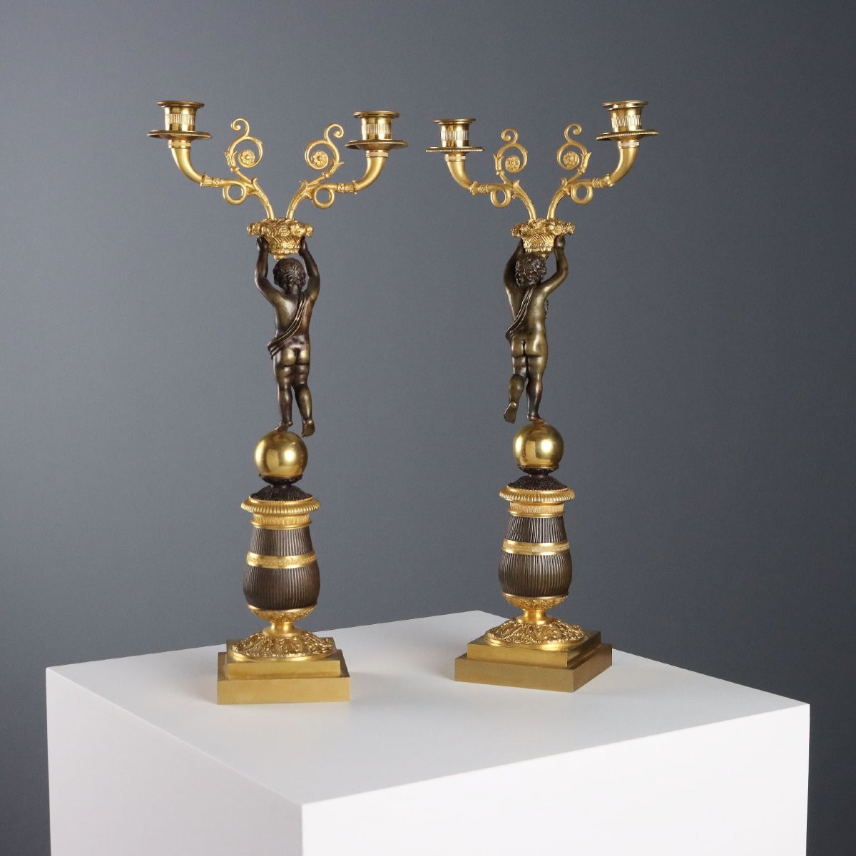 Coppia di Candelabri in Stile Napoleone III Italia Metà '900-photo-6