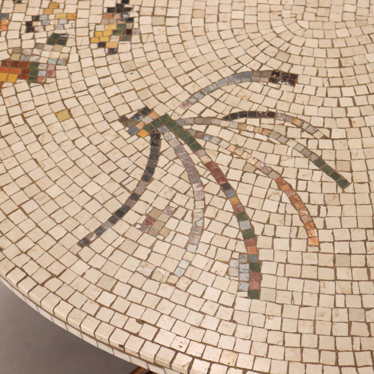 Tavolo Tondo con Piano in Mosaico Italia XIX Secol-photo-1