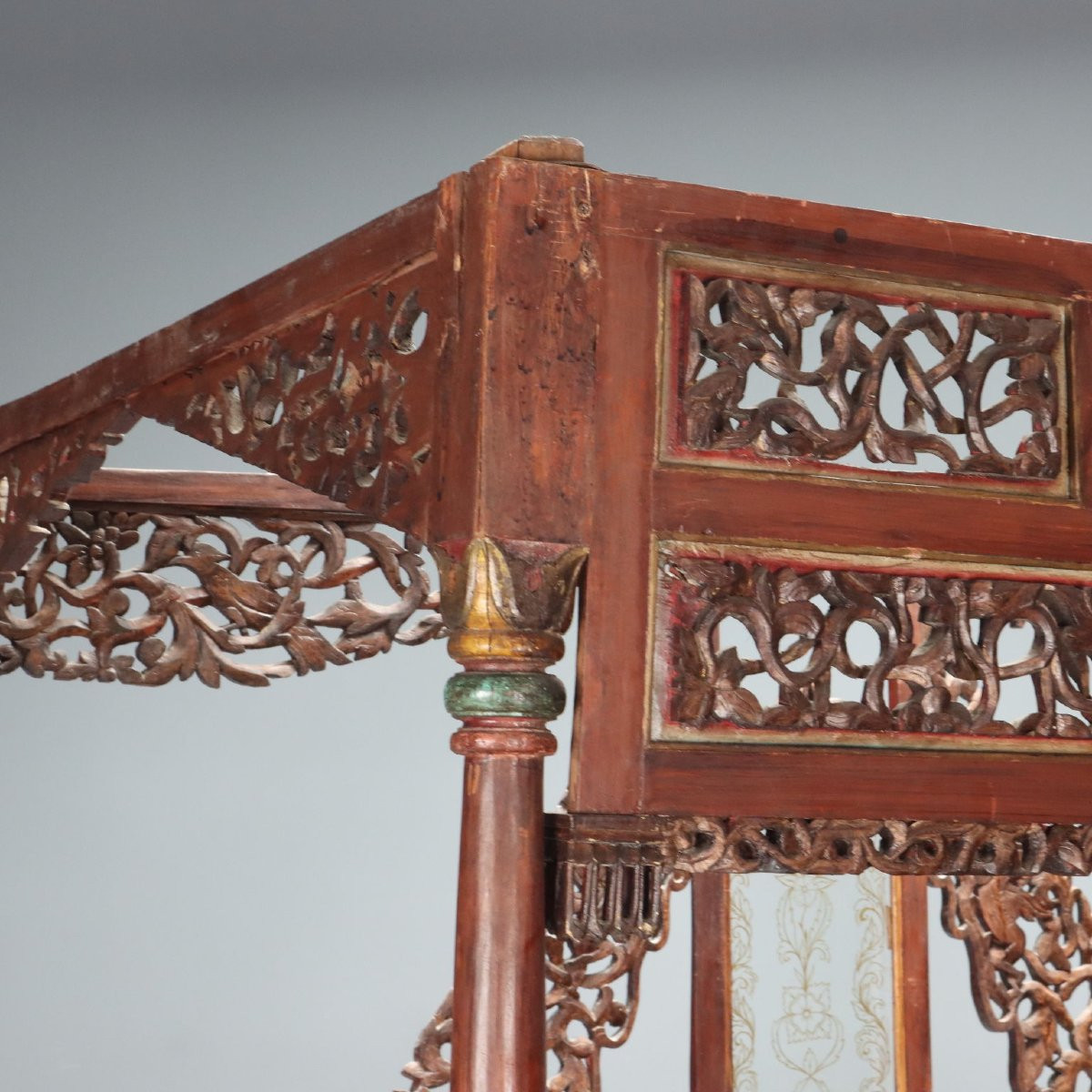Letto a Baldacchino in Legno Esotico India Inizio XX Secolo-photo-4