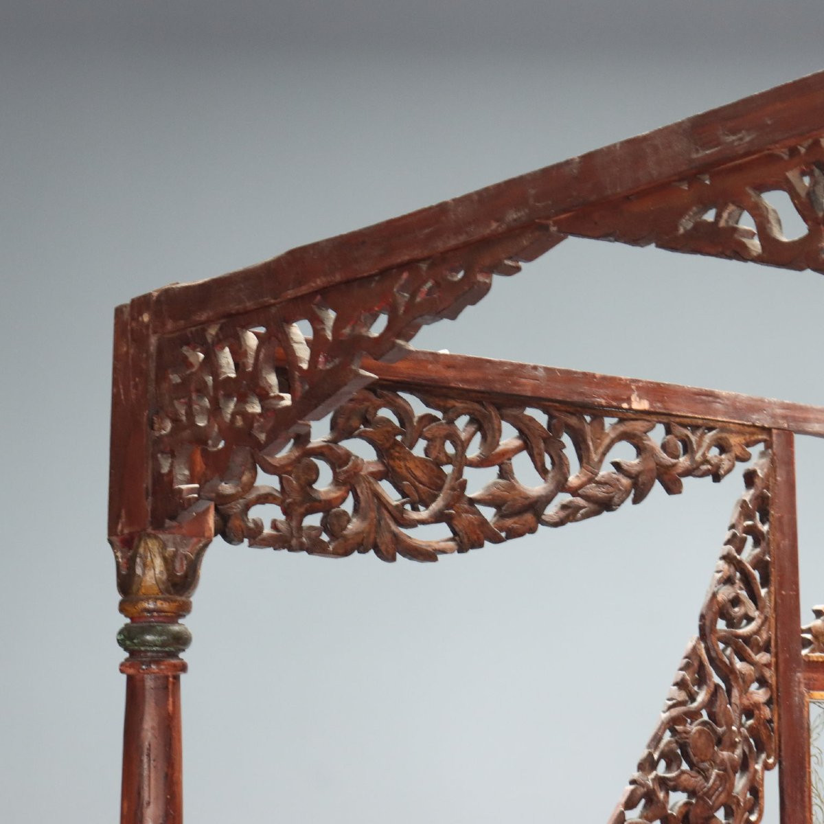 Letto a Baldacchino in Legno Esotico India Inizio XX Secolo-photo-1