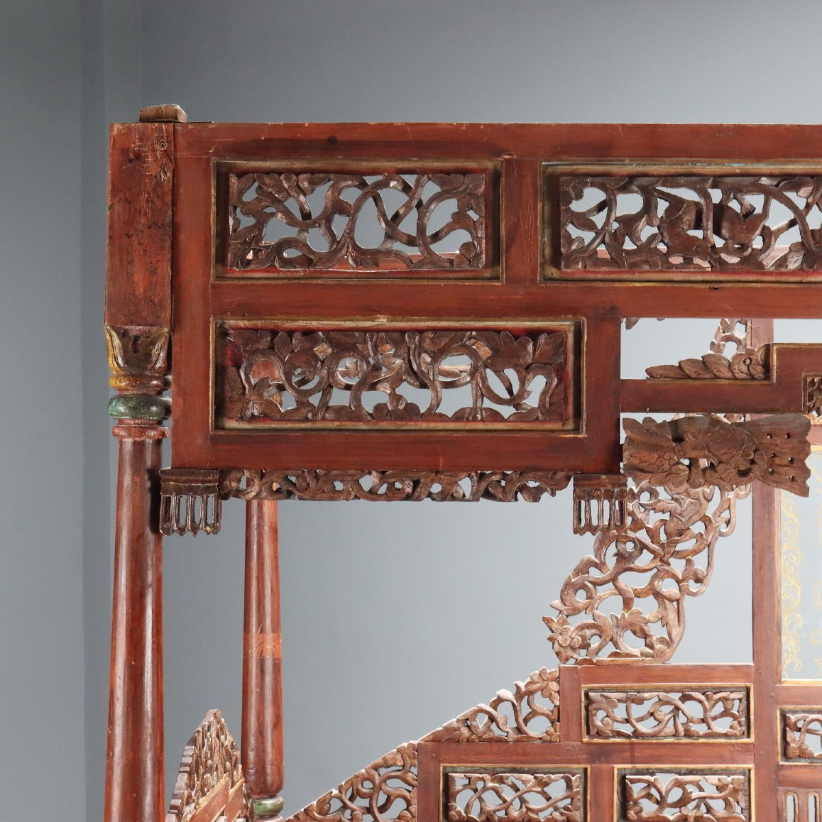 Letto a Baldacchino in Legno Esotico India Inizio XX Secolo-photo-2