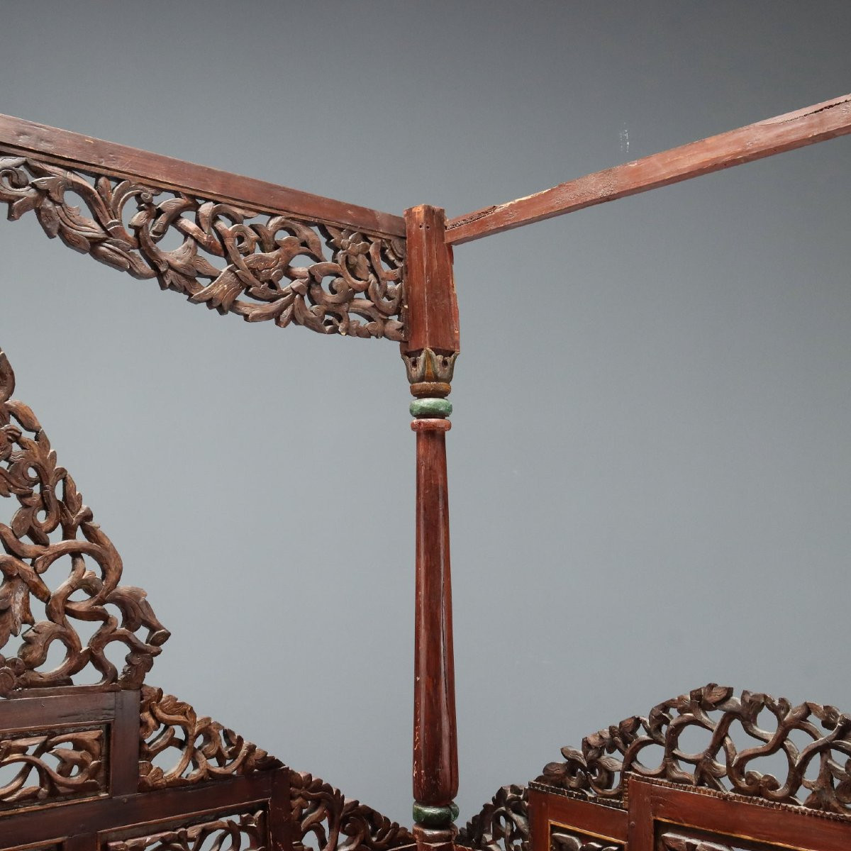 Letto a Baldacchino in Legno Esotico India Inizio XX Secolo-photo-4